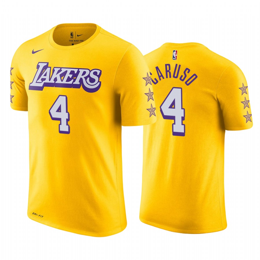 Men's Los Angeles Lakers Alex Caruso #4 NBA City Edition Gold Basketball T-Shirt JRA5483GK